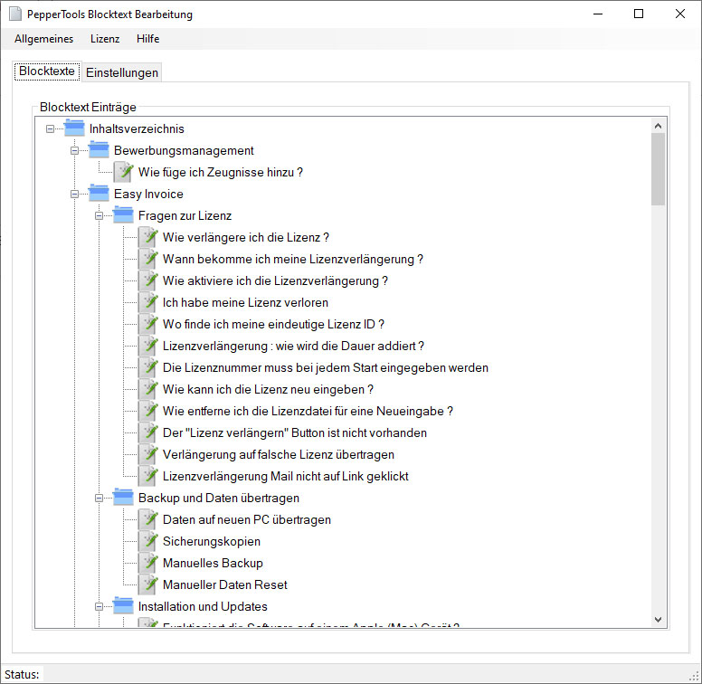 Einstellungen für MsOffice