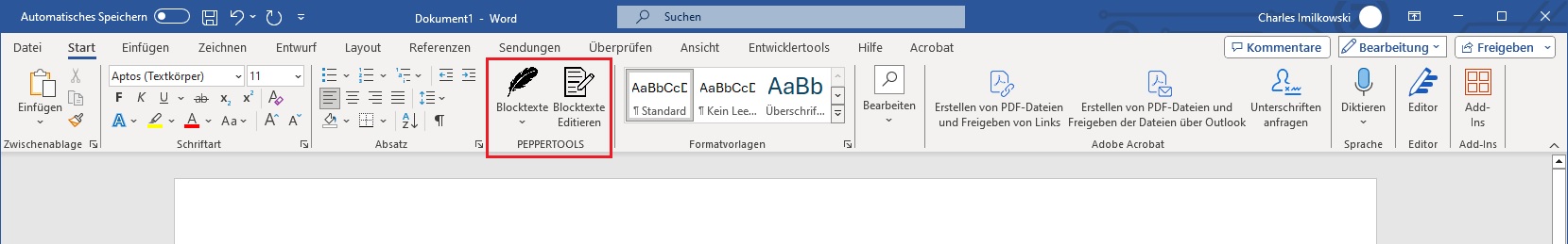 MsOffce Word Blocktext Addin